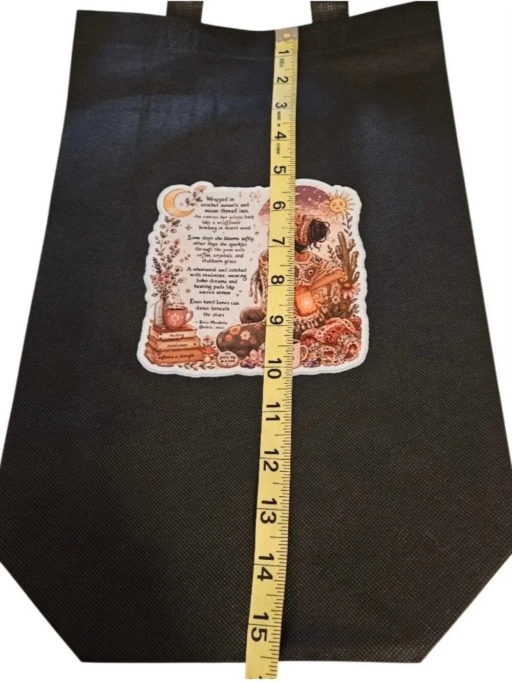 Hand Crafted Boho Poetry Tote Bag Floral Sticker Set Spoonie Gift Artist QR NWT